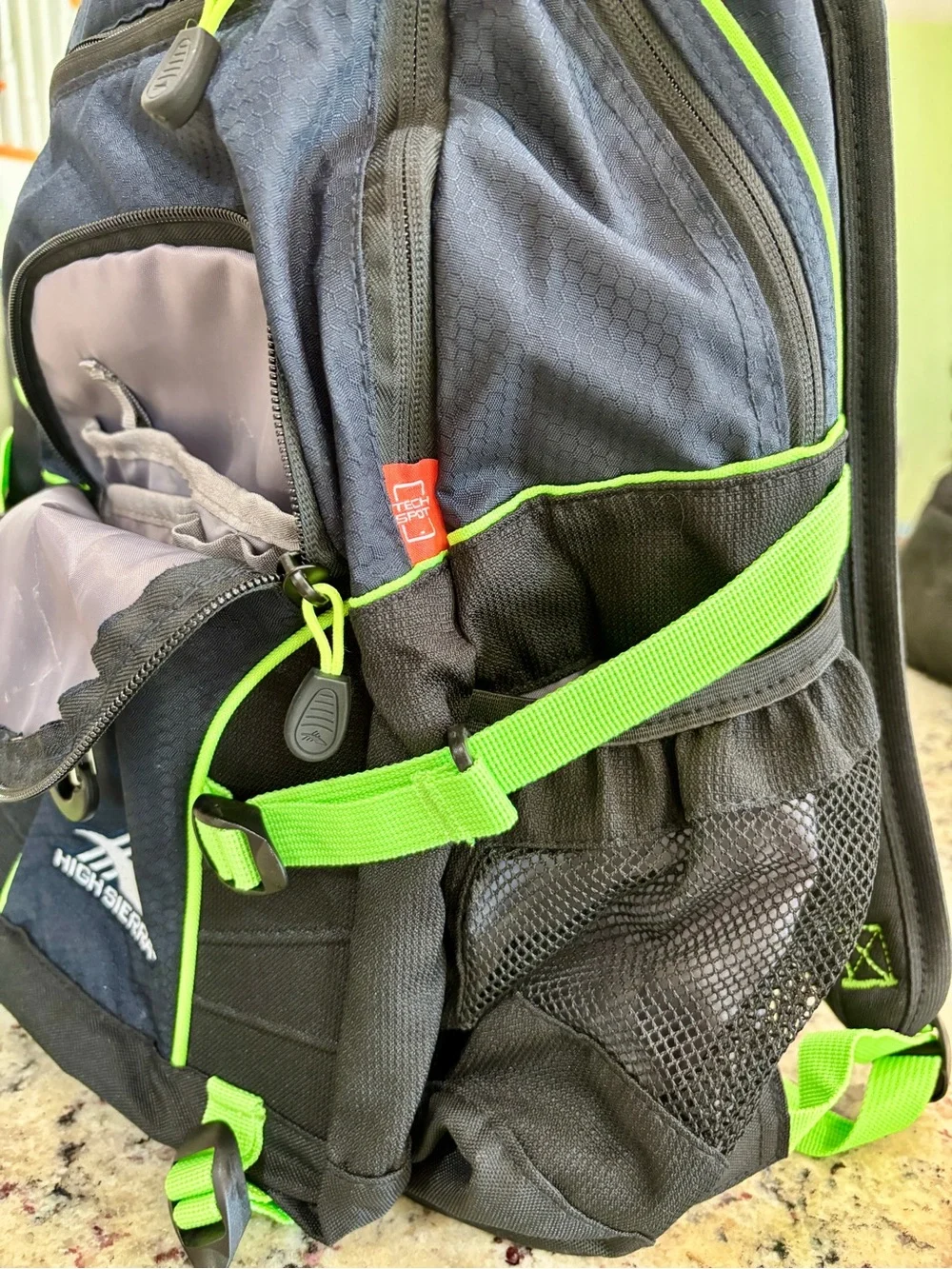 High Sierra Black/Navy with Neon Green Trim - 15Wx18H